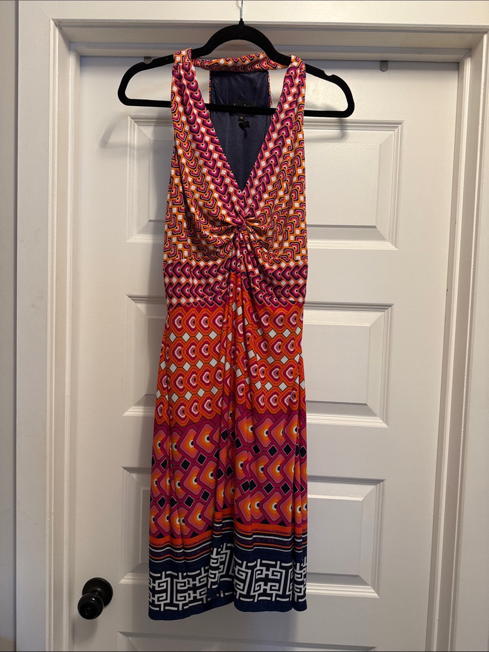 Laundry Vibrant Geometric Maxi Dress in Pink, Orange & Navy